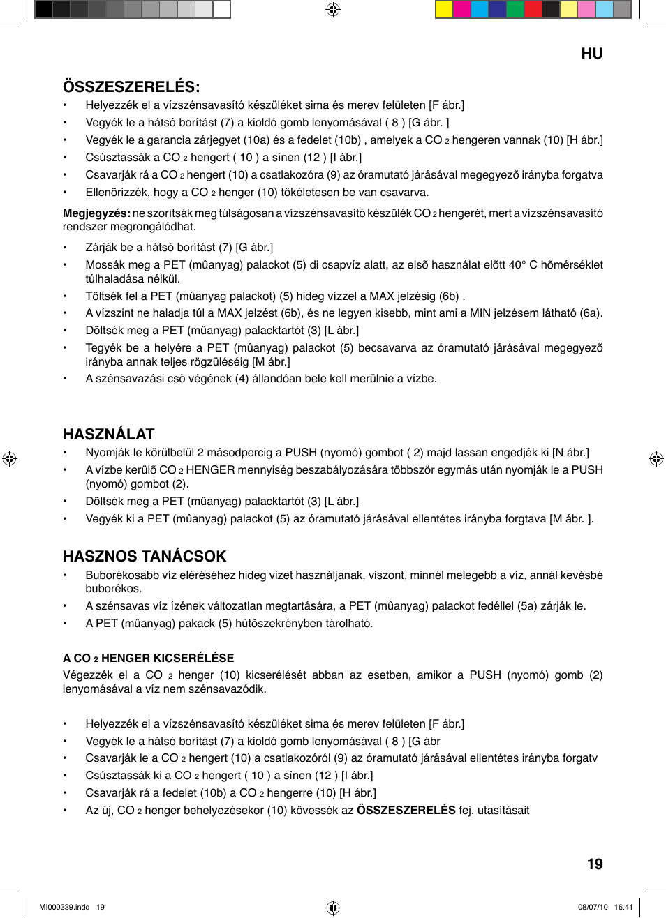 Összeszerelés, Használat, Hasznos tanácsok | Hu 19 | Imetec ACQUA BLS 100 User Manual | Page 25 / 26