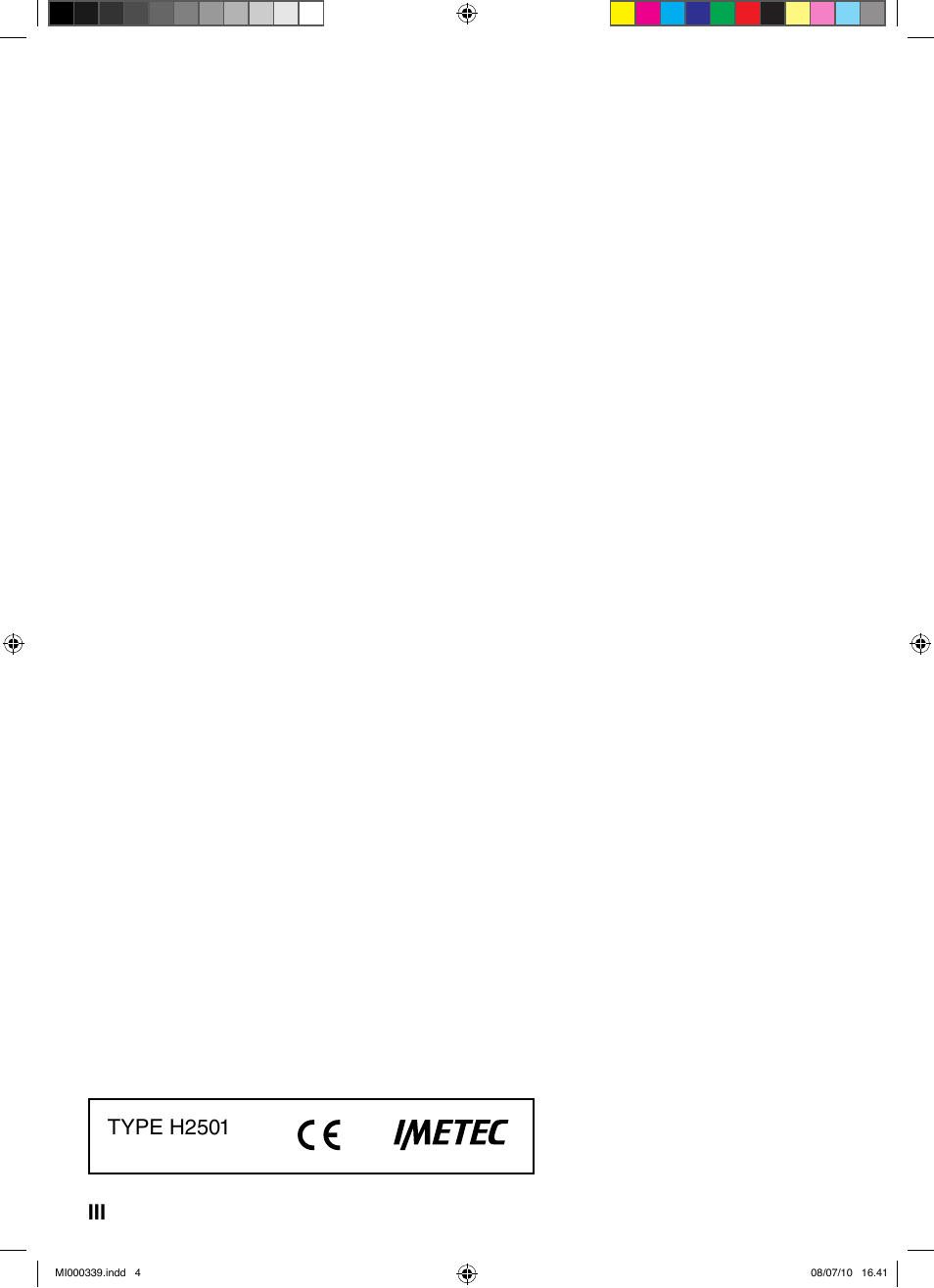 Iii type h2501 | Imetec ACQUA BLS 100 User Manual | Page 4 / 26