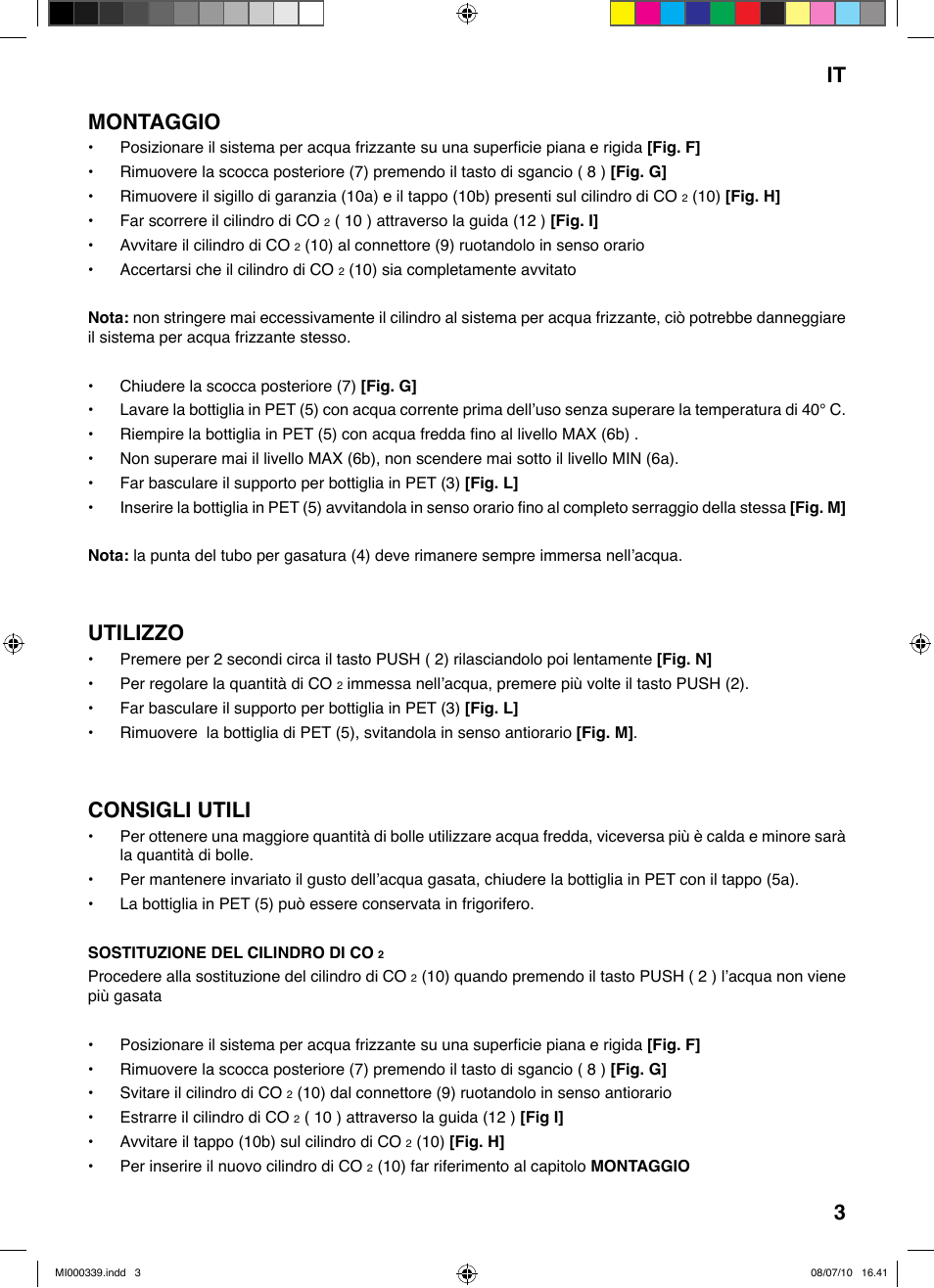 Montaggio, Utilizzo, Consigli utili | It 3 | Imetec ACQUA BLS 100 User Manual | Page 9 / 26