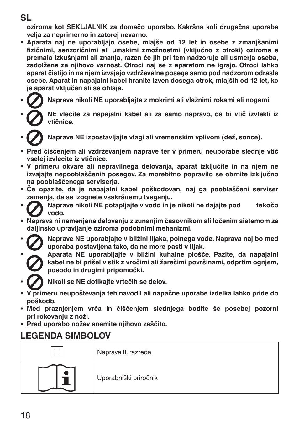 Legenda simbolov | Imetec ECO CH User Manual | Page 23 / 30