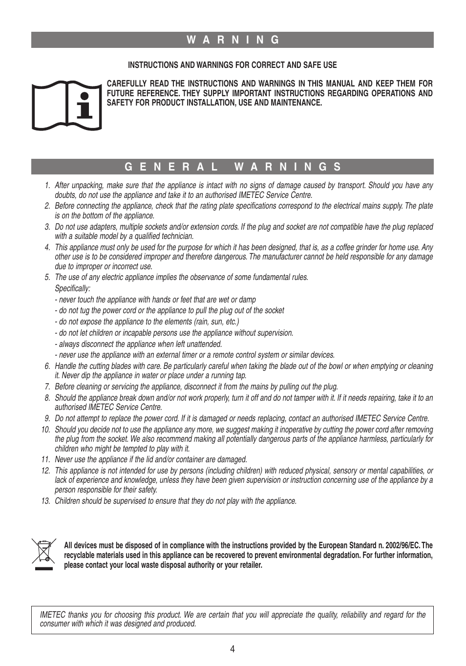 Xst19829-istr-gb | Imetec DOLCEVITA CG1 User Manual | Page 5 / 16