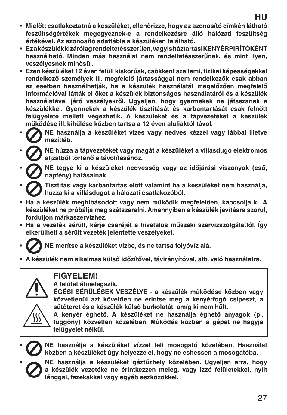 Figyelem | Imetec ECO TS User Manual | Page 32 / 36