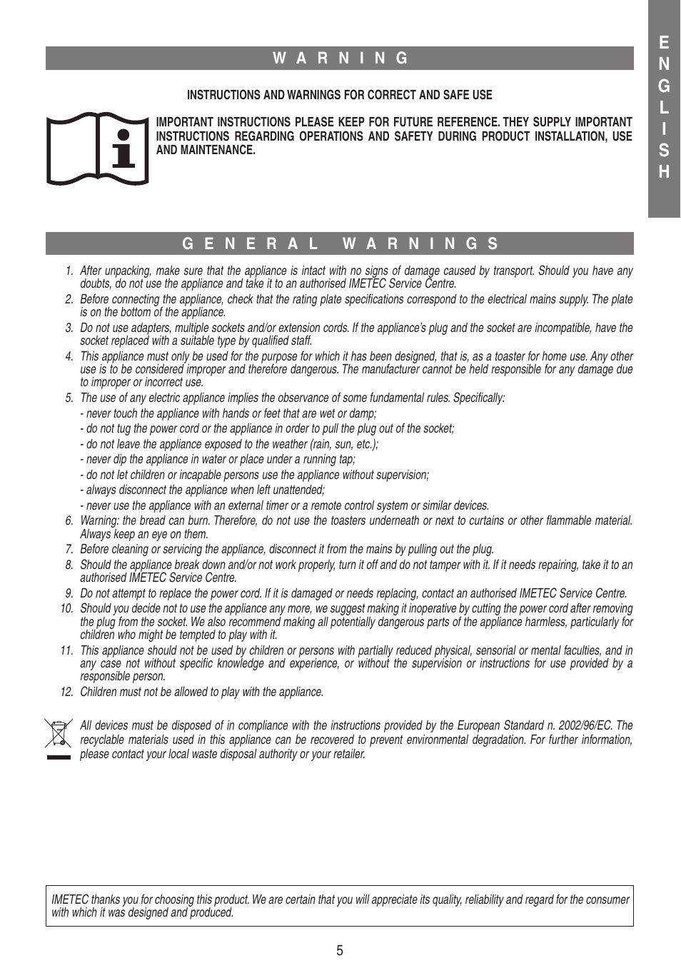 Imetec DOLCEVITA TS7 User Manual | Page 7 / 26