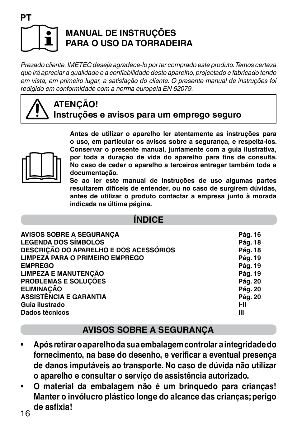Índice | Imetec DOLCEVITA TS9 User Manual | Page 18 / 27