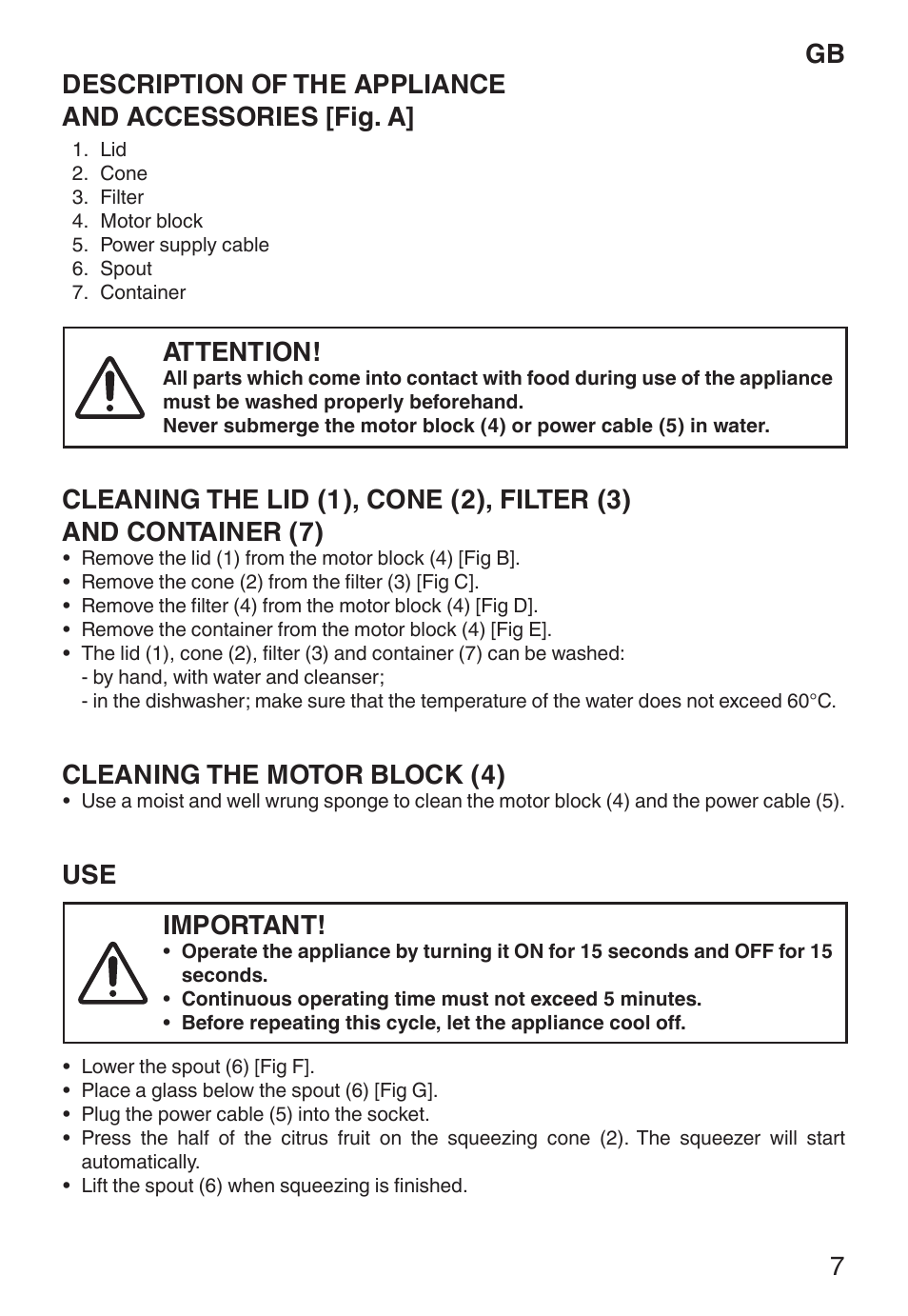 Attention, Cleaning the motor block (4), Important | Imetec ECO CP User Manual | Page 12 / 34