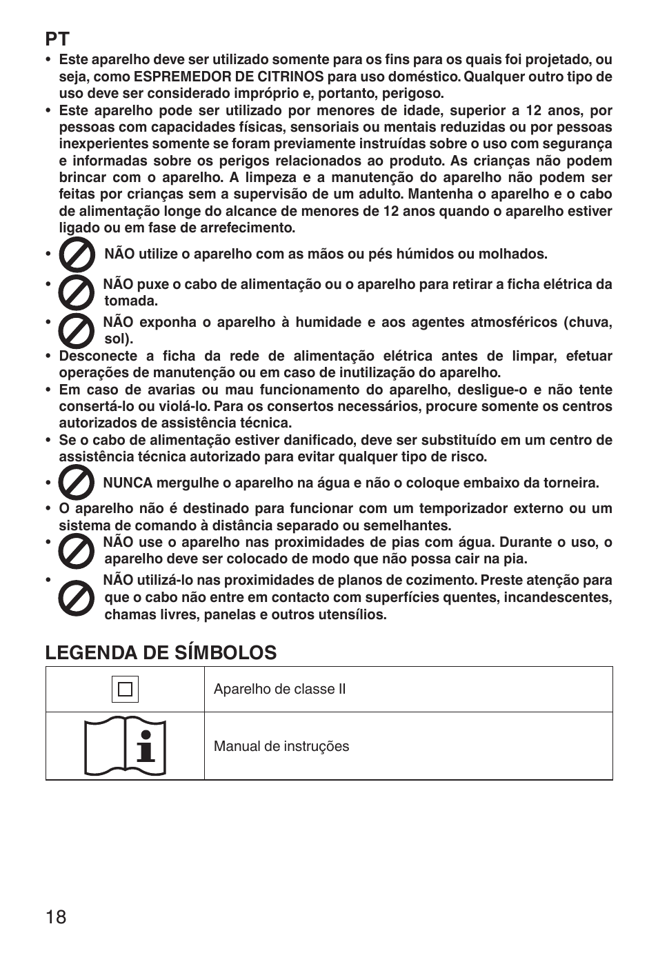 Legenda de símbolos | Imetec ECO CP User Manual | Page 23 / 34