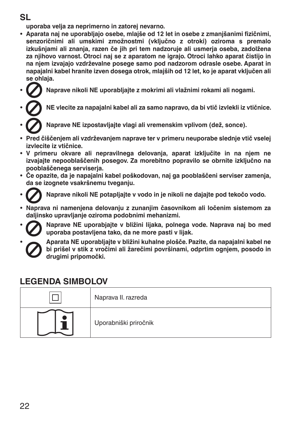 Legenda simbolov | Imetec ECO CP User Manual | Page 27 / 34