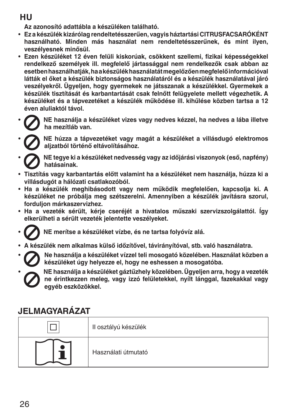 Jelmagyarázat | Imetec ECO CP User Manual | Page 31 / 34