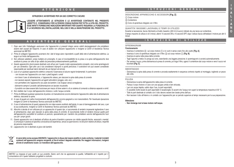 Xst20773-istr-it.qxd_01-xst18398-istr-it | Imetec DOLCEVITA CP4 User Manual | Page 3 / 7