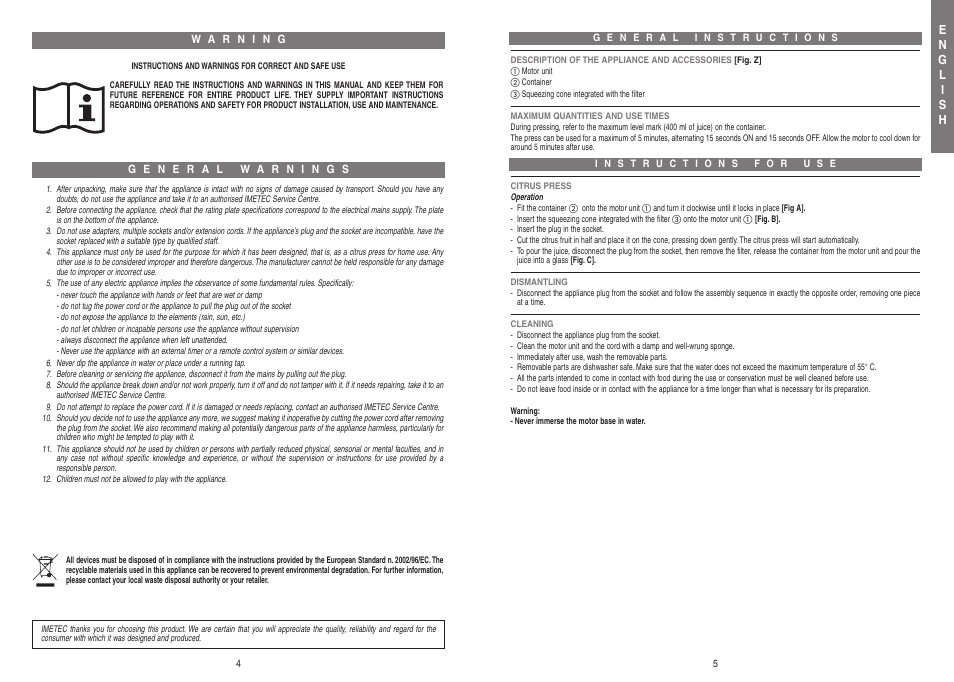 Xst20773-istr-gb.qxd_01-xst18398-istr-en.qxd | Imetec DOLCEVITA CP4 User Manual | Page 4 / 7