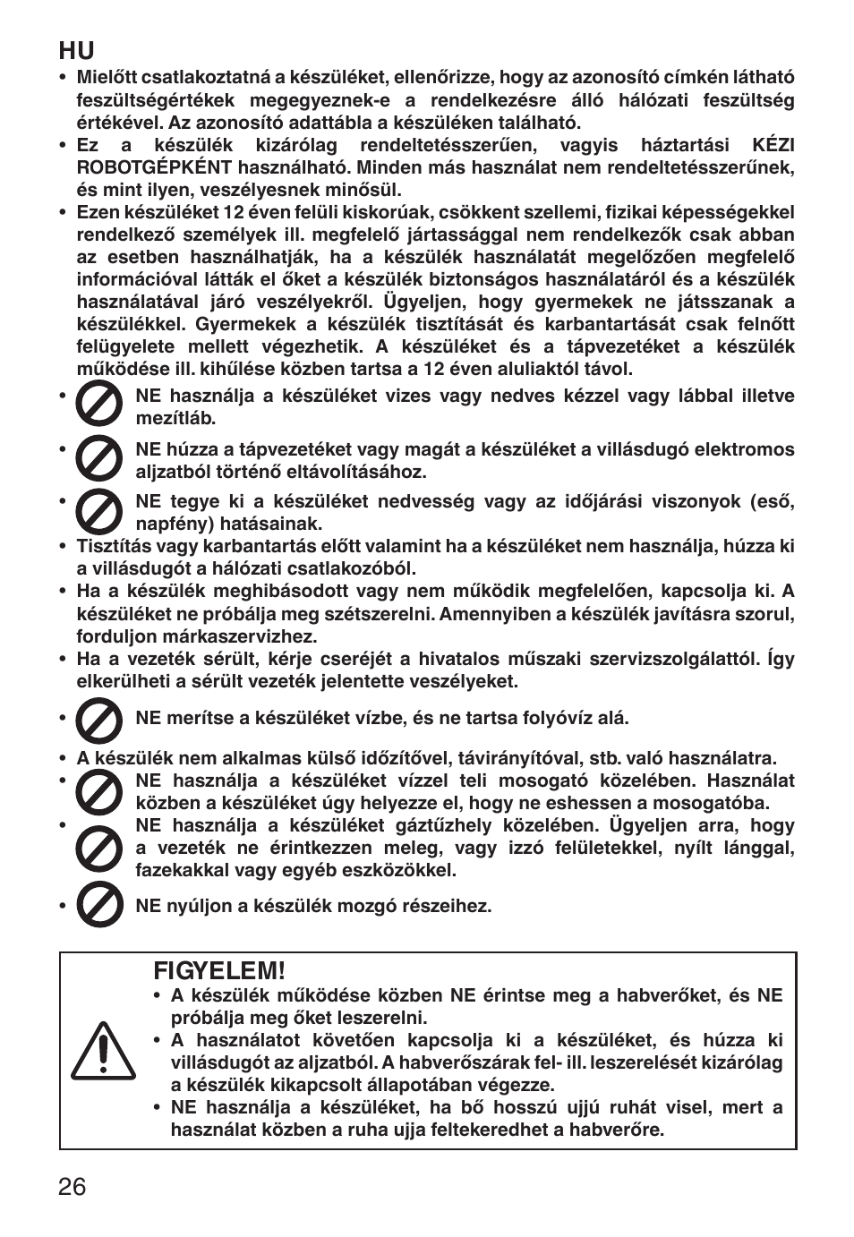 Figyelem | Imetec ECO ST User Manual | Page 31 / 34