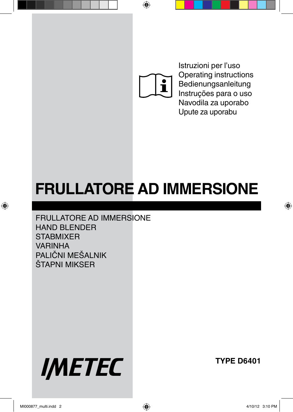 Frullatore ad immersione | Imetec PROFESSIONAL SERIE HB 2000 User Manual | Page 2 / 54