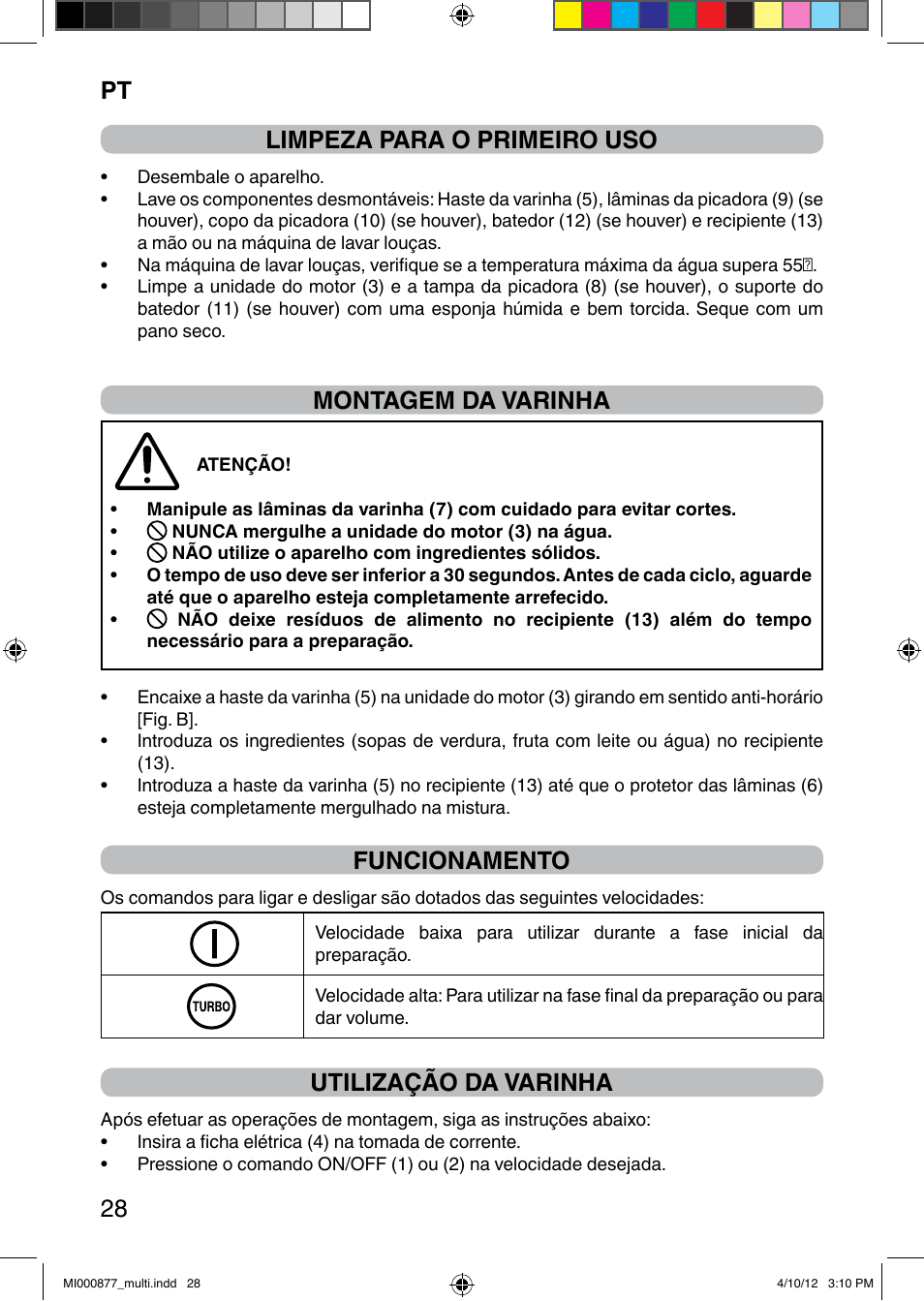 It 28 limpeza para o primeiro uso, Montagem da varinha, Funcionamento | Utilização da varinha | Imetec PROFESSIONAL SERIE HB 2000 User Manual | Page 34 / 54