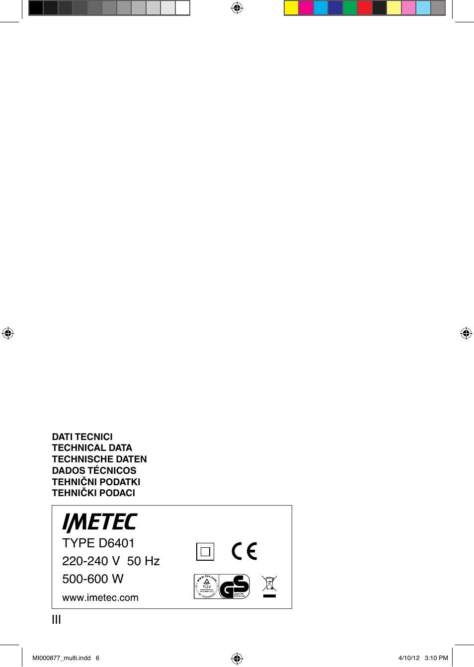 Imetec PROFESSIONAL SERIE HB 2000 User Manual | Page 6 / 54
