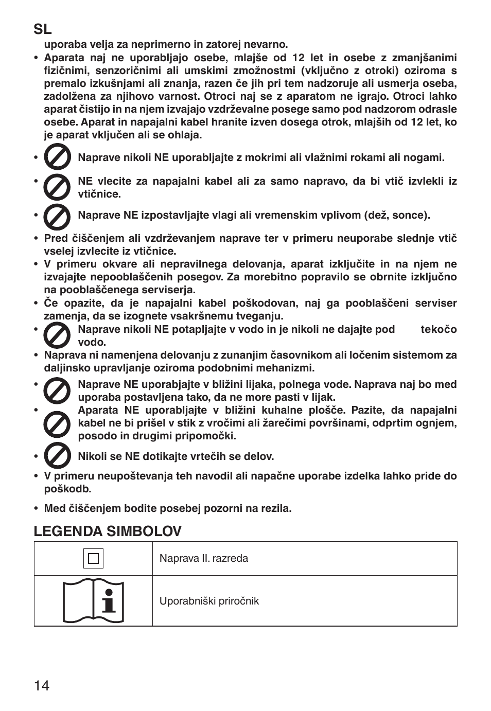 Legenda simbolov | Imetec ECO HB User Manual | Page 19 / 26