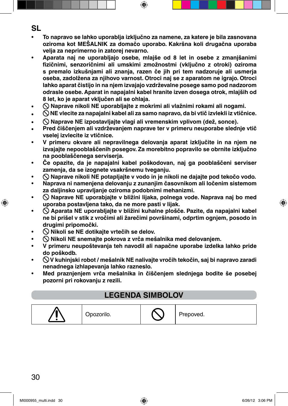 It 30, Legenda simbolov | Imetec PROFESSIONAL SERIE BL User Manual | Page 36 / 38