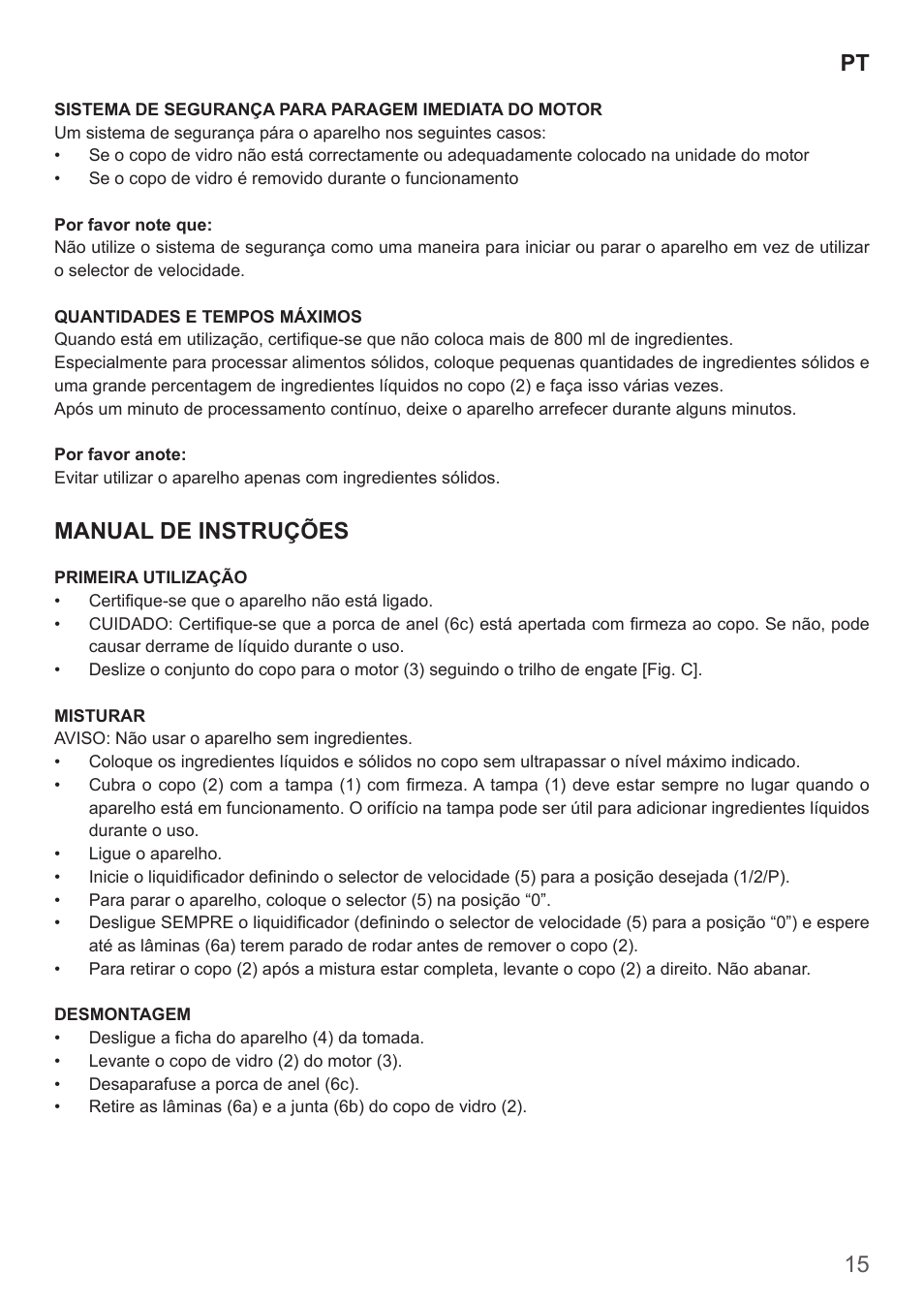 15 pt, Manual de instruções | Imetec DOLCEVITA BL4 User Manual | Page 17 / 26