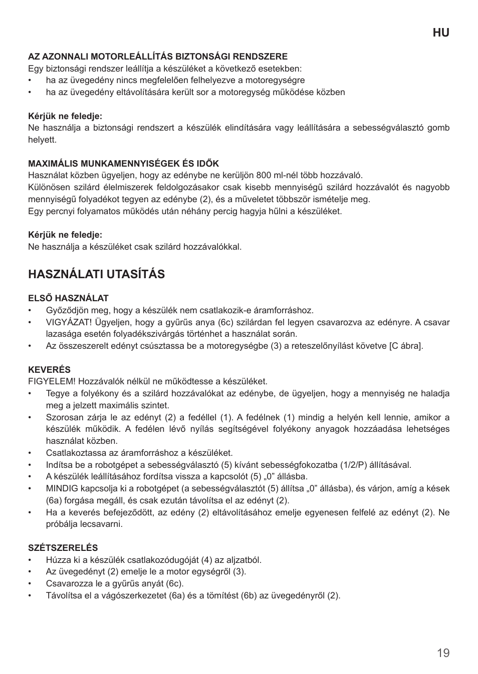 19 hu, Használati utasítás | Imetec DOLCEVITA BL4 User Manual | Page 21 / 26