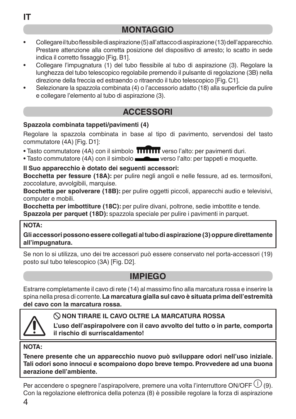 It 4 montaggio, Accessori, Impiego | Imetec ECO E1 User Manual | Page 6 / 34