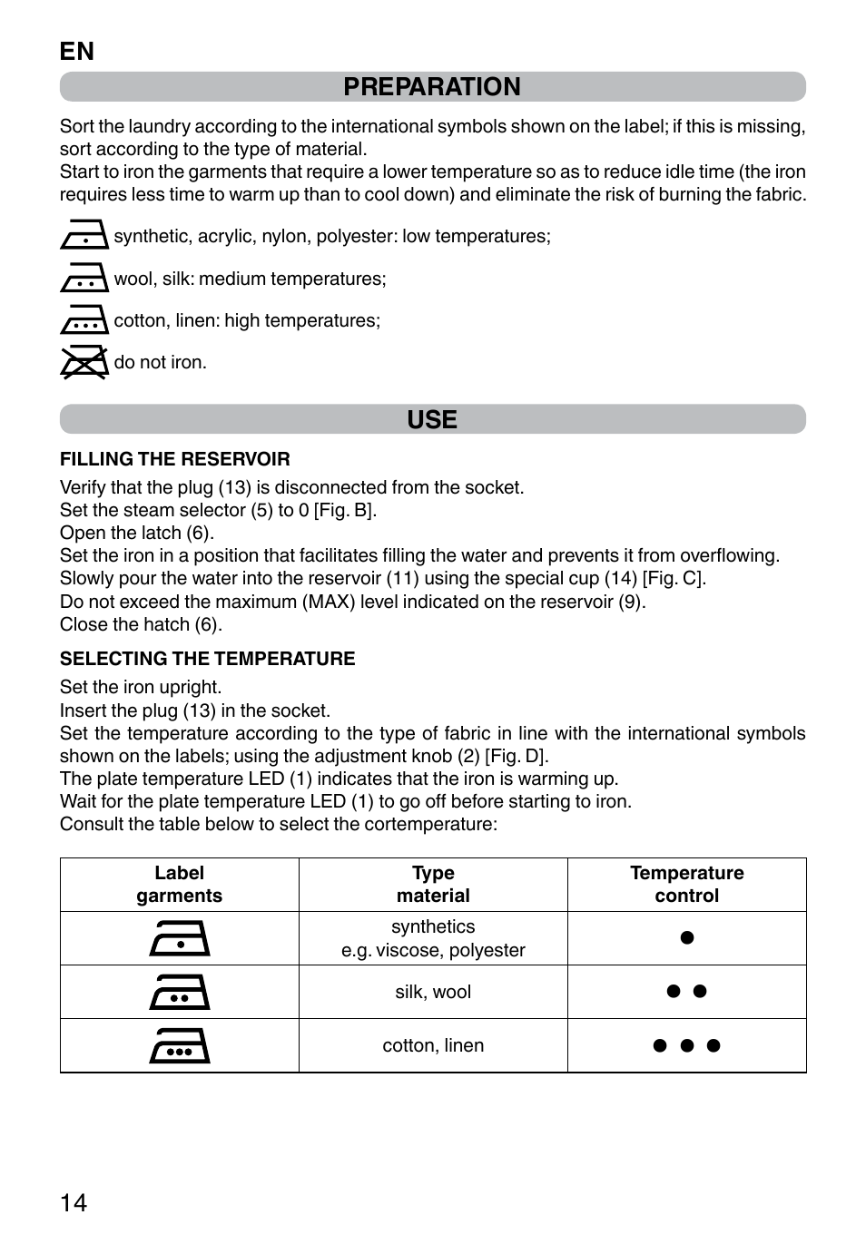 En 14 preparation | Imetec TITANOX ECO K112 User Manual | Page 16 / 74