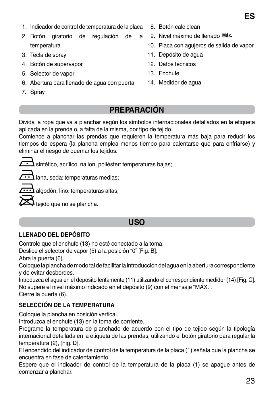 Es 23, Preparación | Imetec TITANOX ECO K112 User Manual | Page 25 / 74
