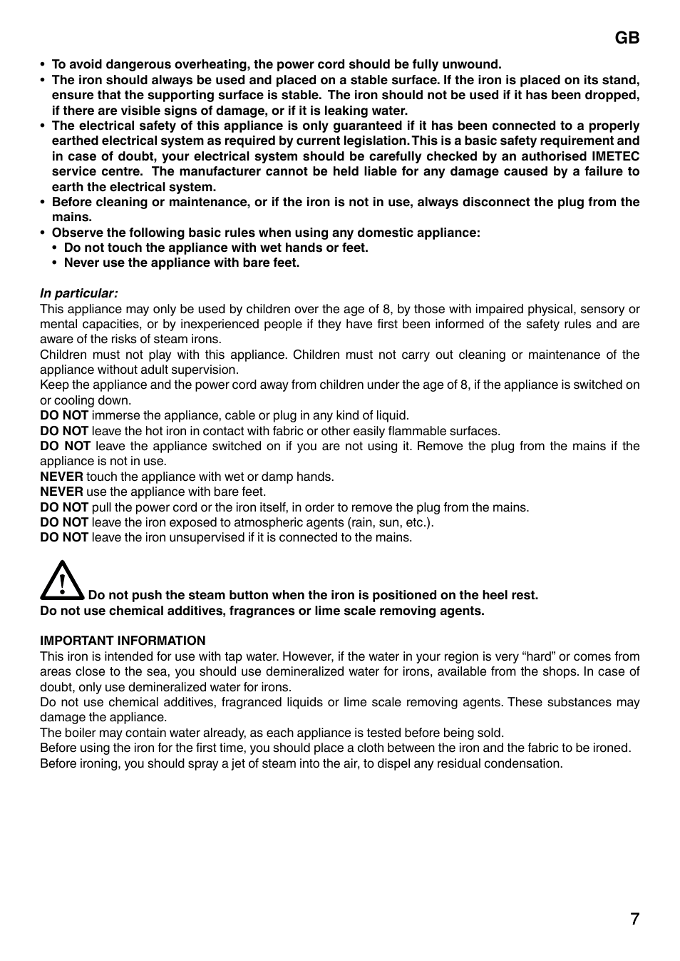 7gb 7 | Imetec NO-STOP PRESTIGE ECO User Manual | Page 12 / 54