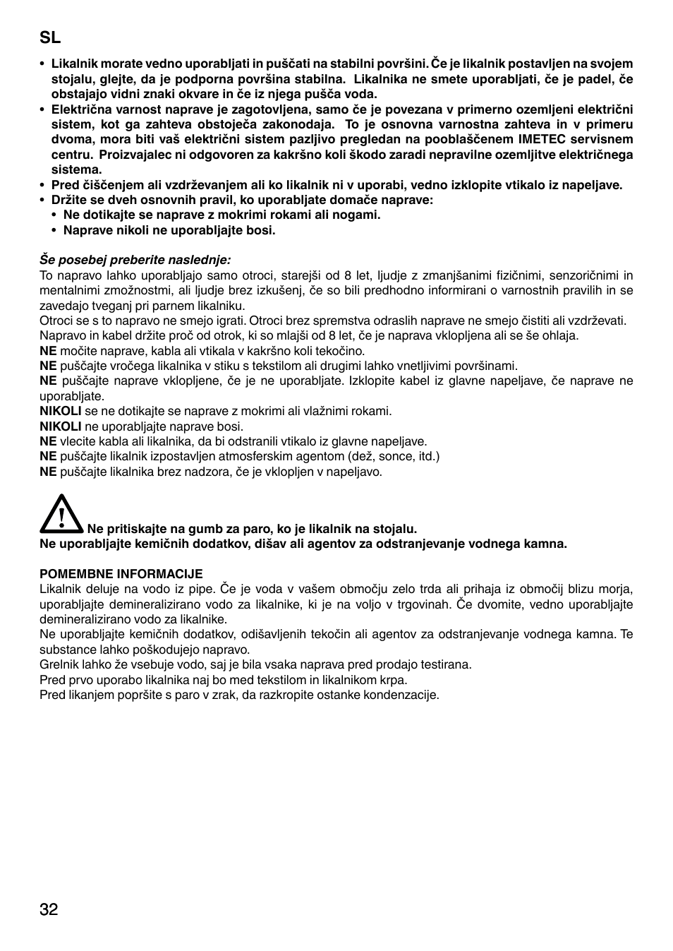 32 sl 32 | Imetec NO-STOP PRESTIGE ECO User Manual | Page 37 / 54