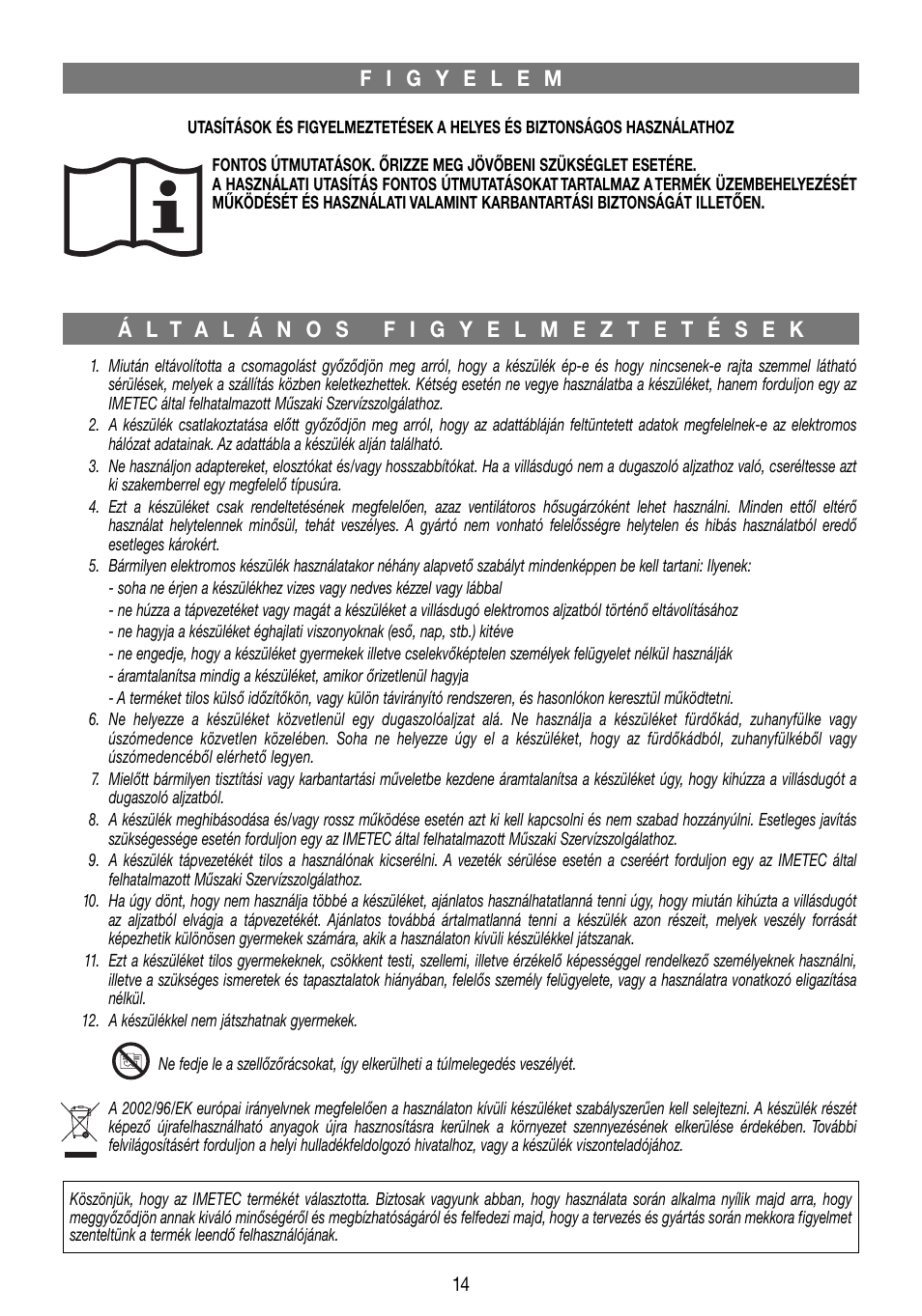 Imetec ECO FH5-100 User Manual | Page 16 / 18