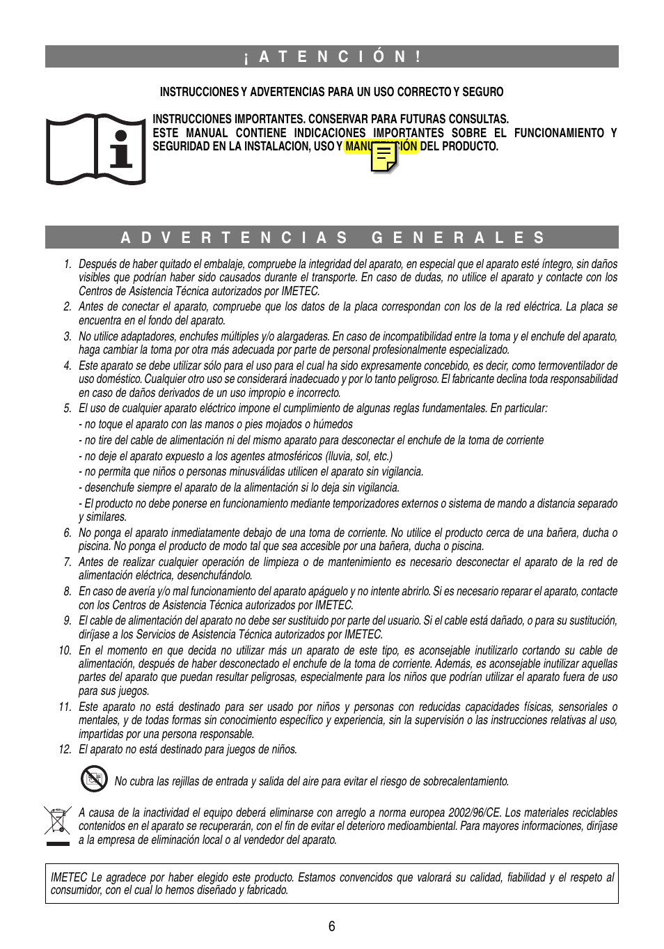 Imetec ECO FH5-100 User Manual | Page 8 / 18