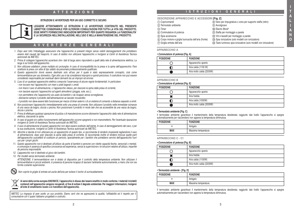 01_xst21154_istr_it.qxd_01_xst21154_istr_it.qxd | Imetec LIVING AIR B1-100 User Manual | Page 3 / 16