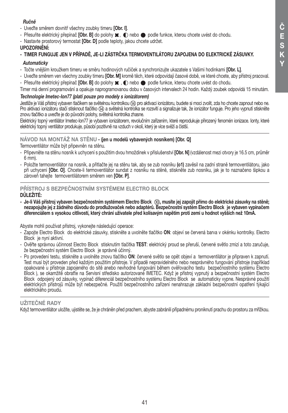 Če s k y | Imetec LIVING AIR M1-100 User Manual | Page 43 / 70