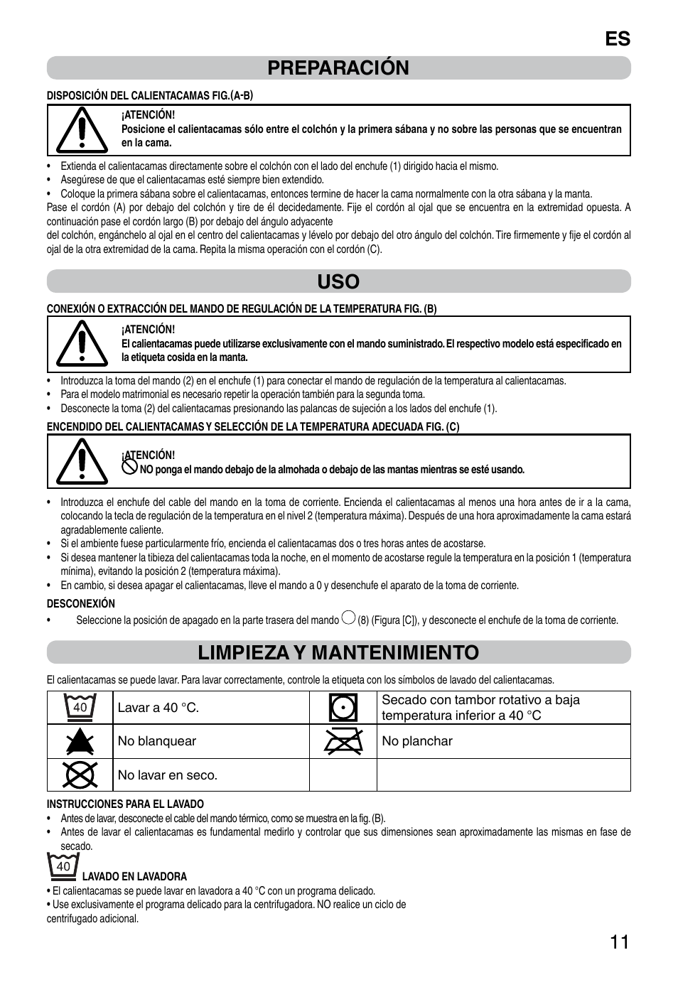 It 11 preparación, Limpieza y mantenimiento | Imetec RELAXY SINGLE User Manual | Page 13 / 56