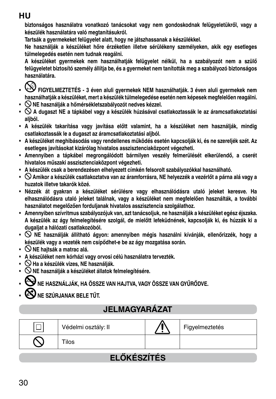 It 30, Jelmagyarázat, Előkészítés hu | Imetec RELAXY SINGLE User Manual | Page 32 / 56