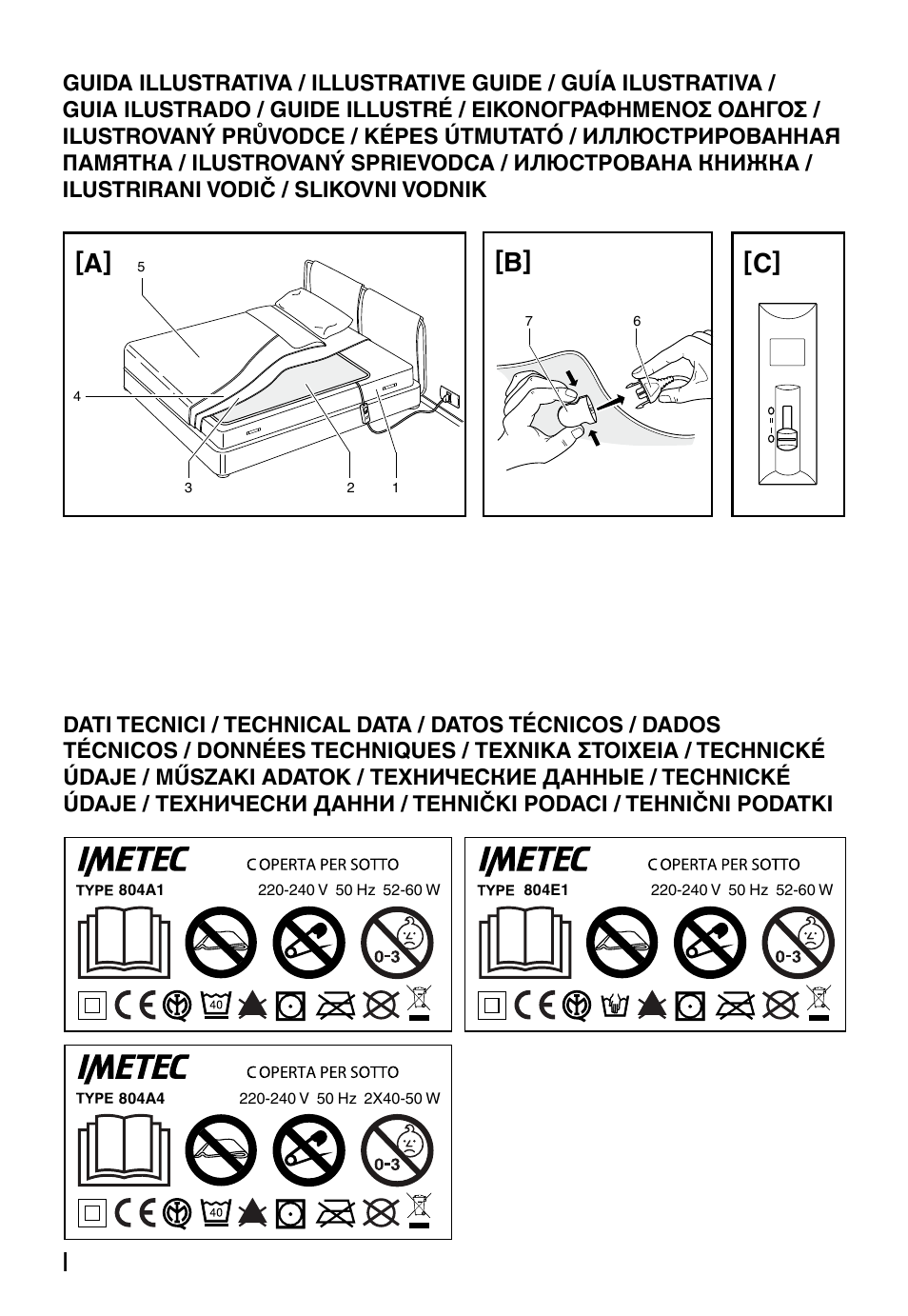 A] [b] [c | Imetec RELAXY QUILTED DOUBLE DUAL User Manual | Page 2 / 56