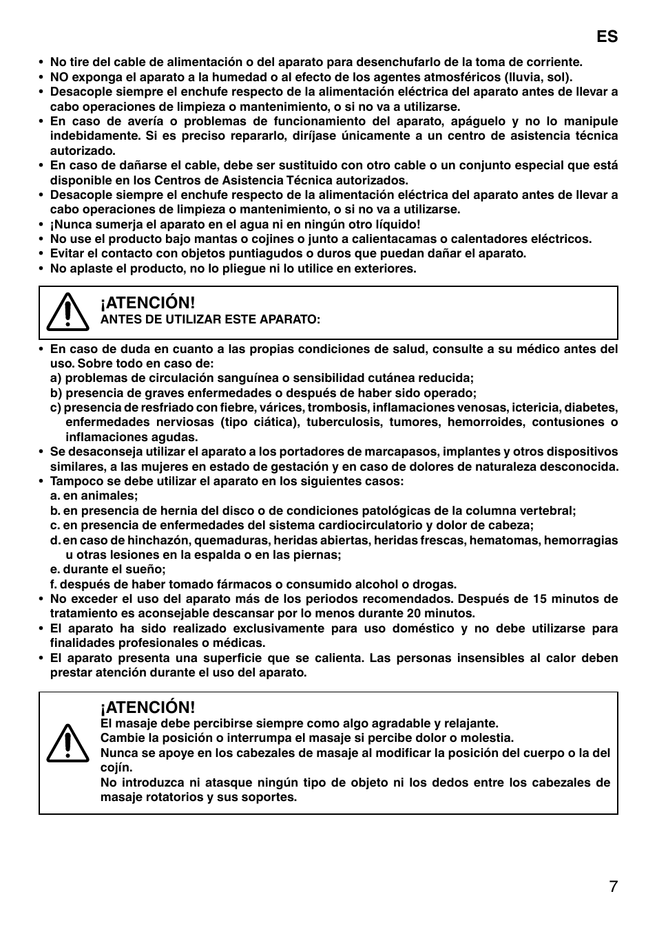 Atención | Imetec SENSUIJ SM2-200 User Manual | Page 12 / 54