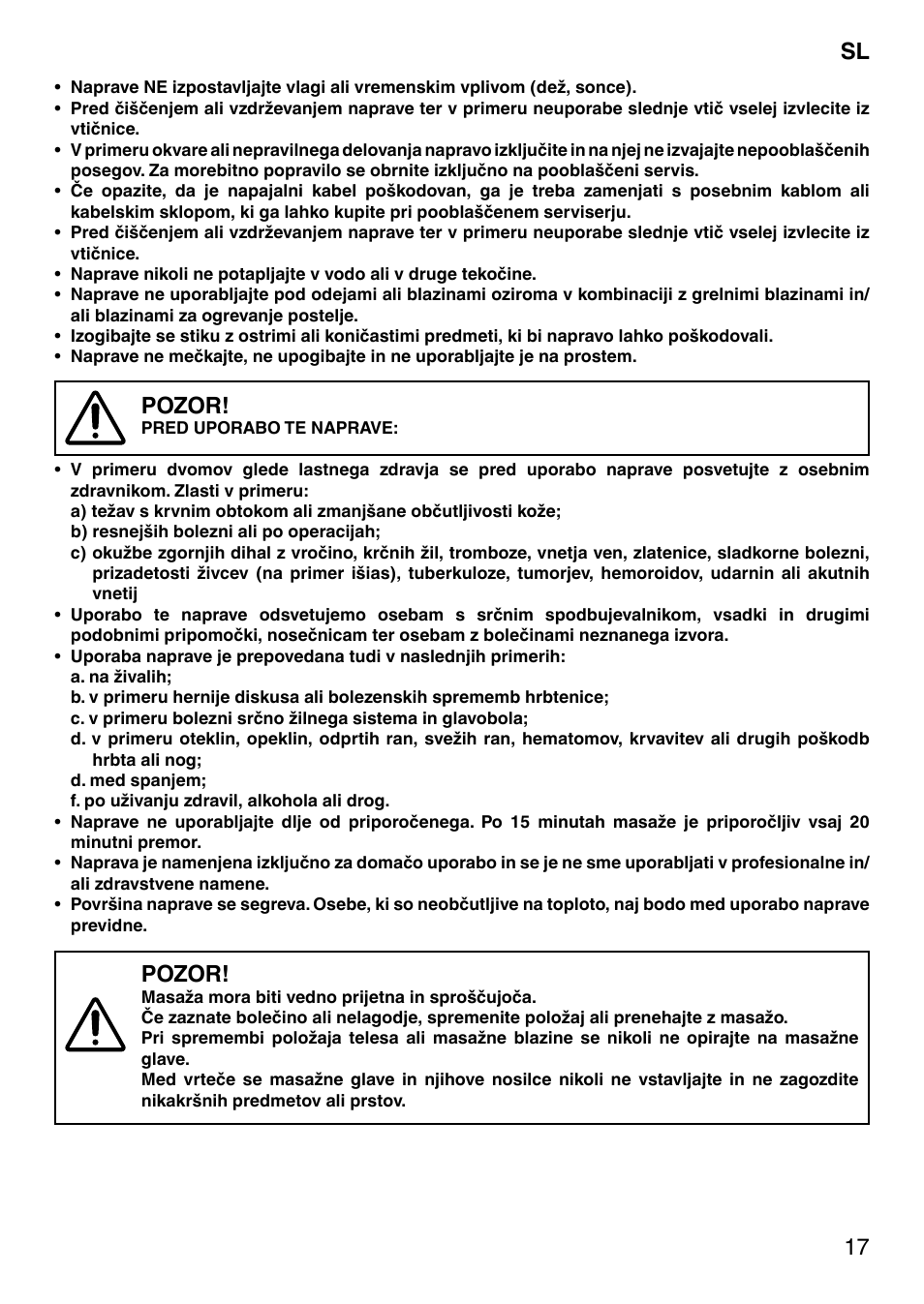 Pozor | Imetec SENSUIJ SM2-200 User Manual | Page 22 / 54