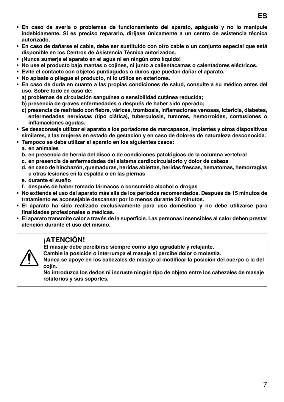 Atención | Imetec SENSUIJ SM5-200 User Manual | Page 12 / 54