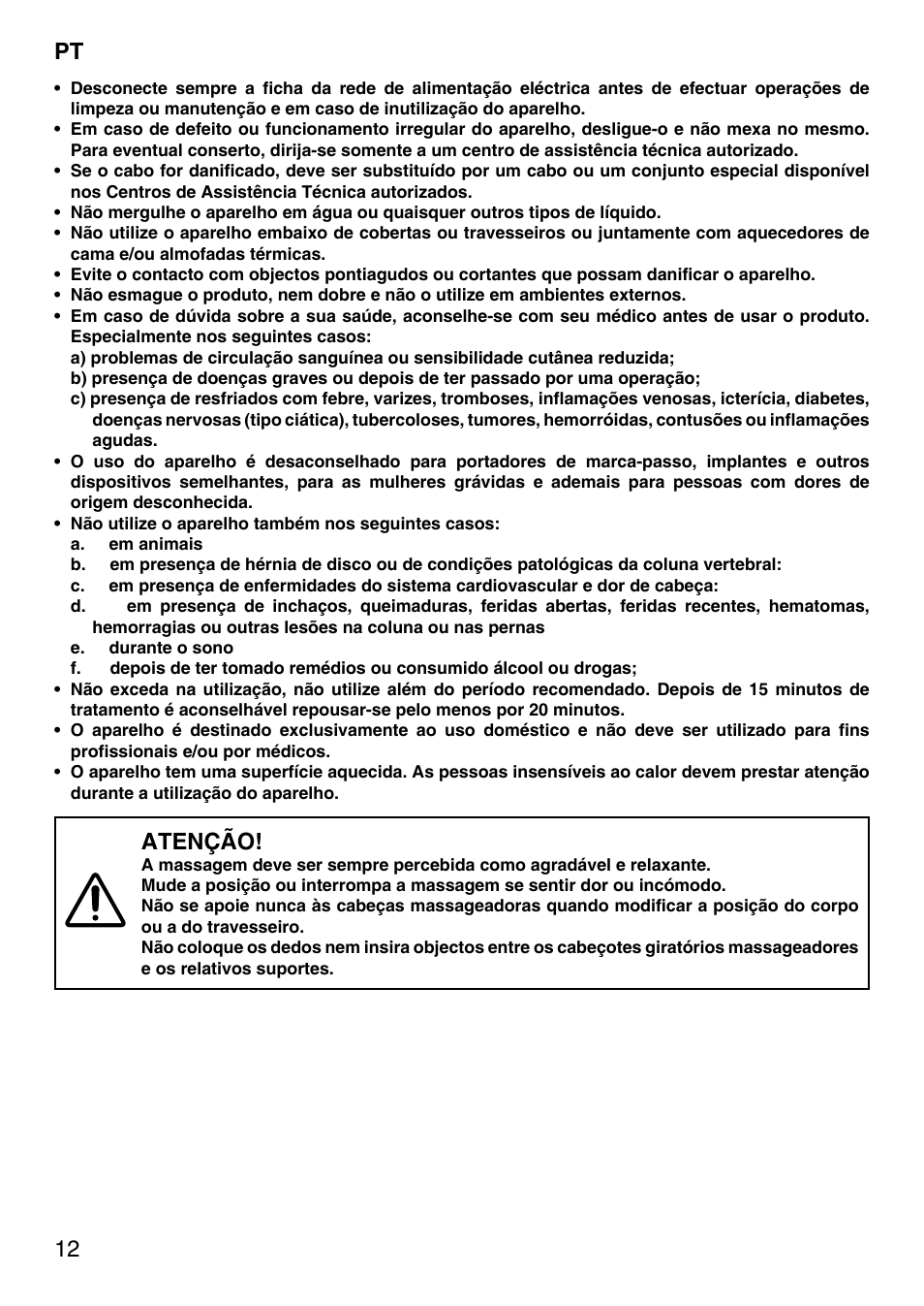 12 pt, Atenção | Imetec SENSUIJ SM5-200 User Manual | Page 17 / 54