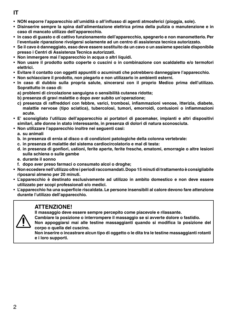 Attenzione | Imetec SENSUIJ SM5-200 User Manual | Page 7 / 54