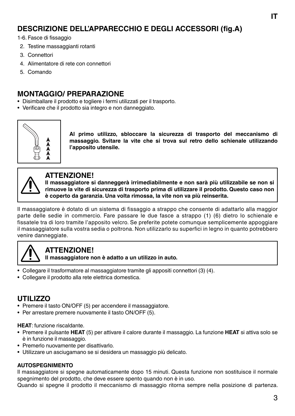 Montaggio/ preparazione, Attenzione, Utilizzo | Imetec SENSUIJ SM5-200 User Manual | Page 8 / 54