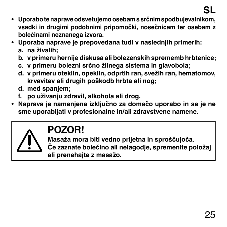 25 sl, Pozor | Imetec SENSUIJ ML3-200 User Manual | Page 30 / 69