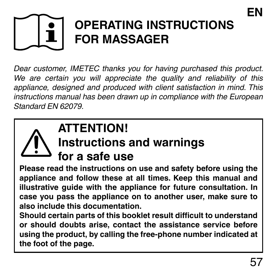 Imetec SENSUIJ ML3-200 User Manual | Page 62 / 69