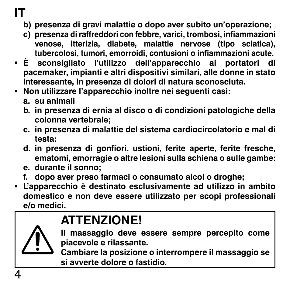 Attenzione | Imetec SENSUIJ ML3-200 User Manual | Page 9 / 69