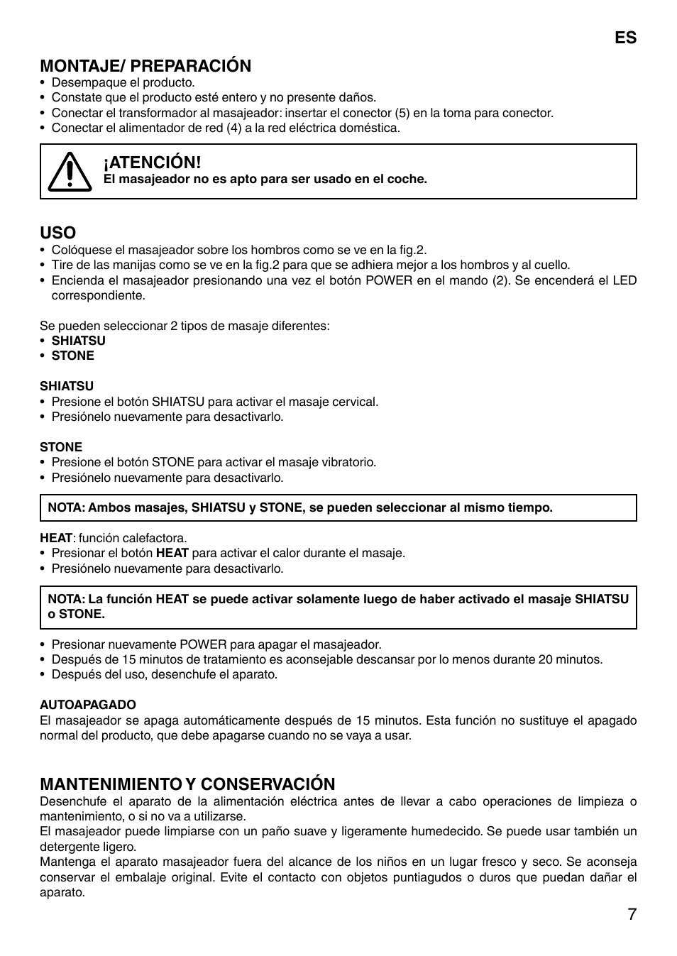 7montaje/ preparación, Atención, Mantenimiento y conservación | Imetec SENSUIJ MC1-200 User Manual | Page 12 / 42