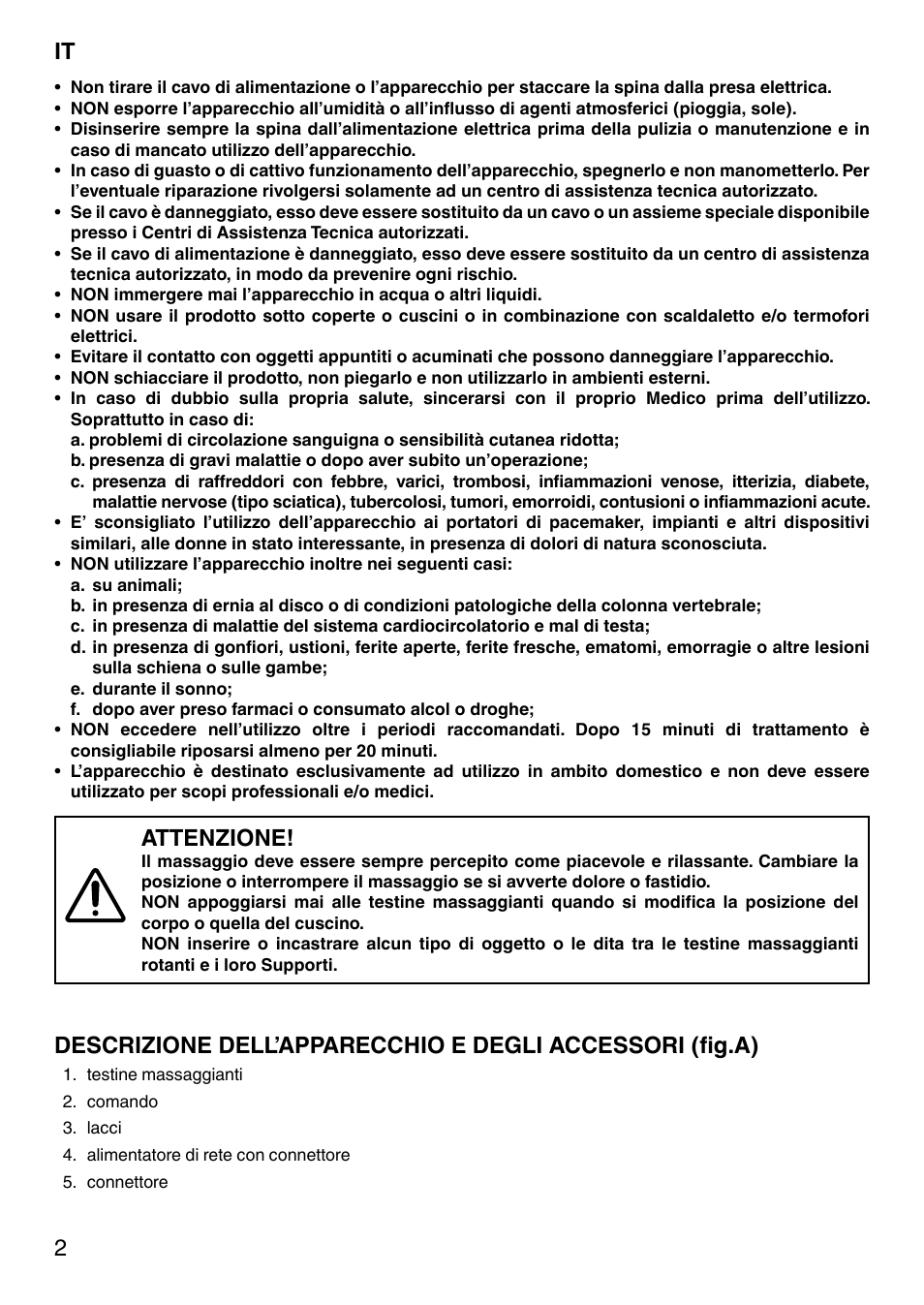 Attenzione | Imetec SENSUIJ MC1-200 User Manual | Page 7 / 42