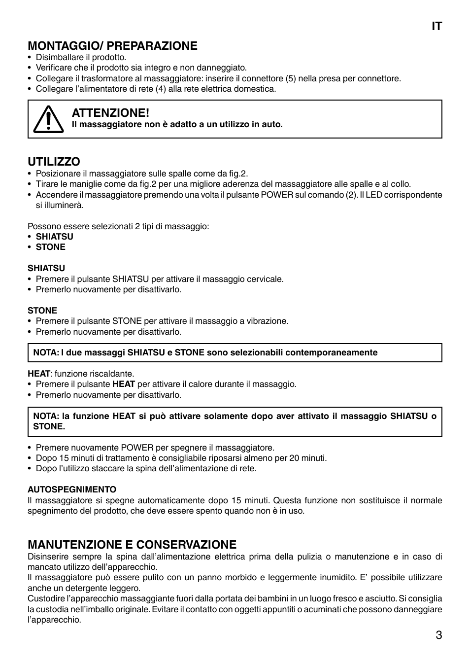 3it montaggio/ preparazione, Attenzione, Utilizzo | Manutenzione e conservazione | Imetec SENSUIJ MC1-200 User Manual | Page 8 / 42