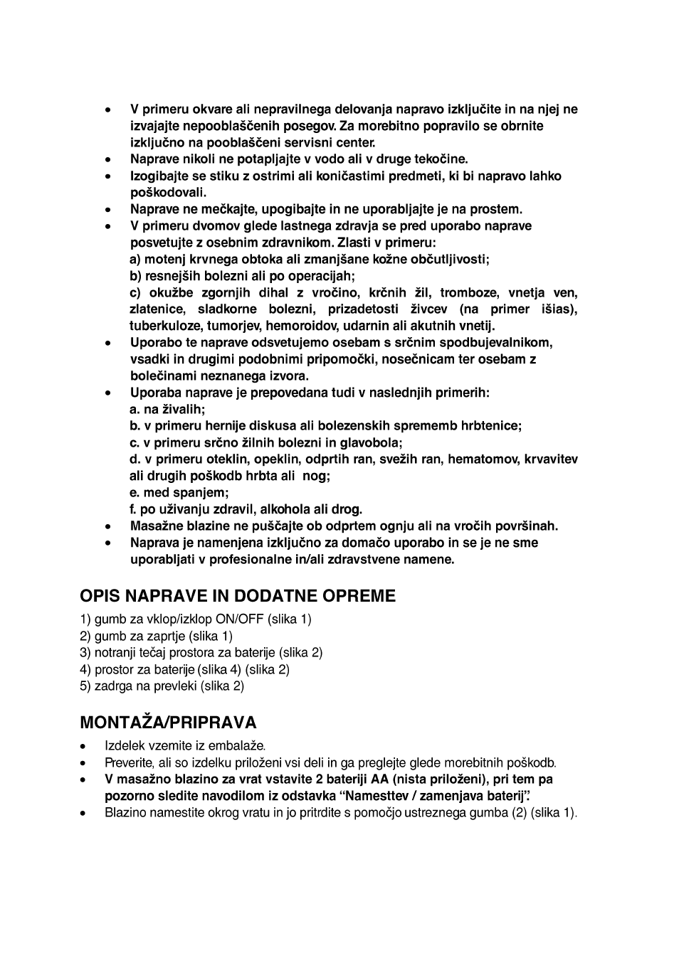 Opis naprave in dodatne opreme, Montaža/priprava | Imetec SENSUIJ ML2-100 User Manual | Page 16 / 38