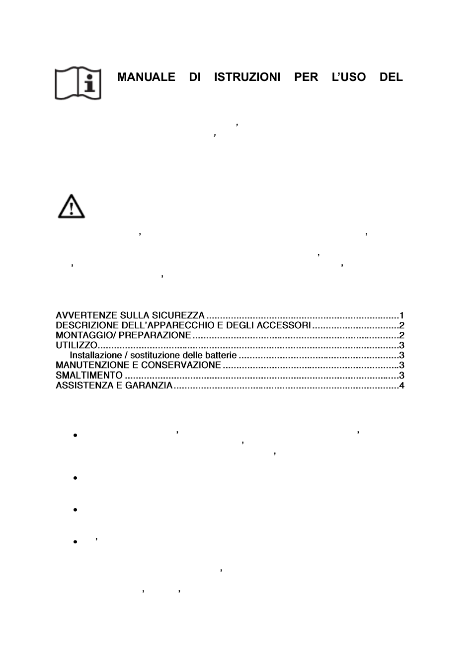 Avvertenze sulla sicurezza, Indice | Imetec SENSUIJ ML2-100 User Manual | Page 3 / 38