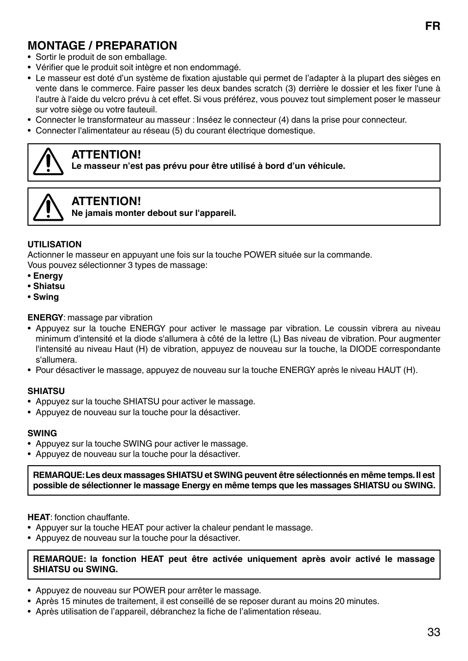 33 montage / preparation, Attention | Imetec SENSUIJ CM3-200 User Manual | Page 38 / 53