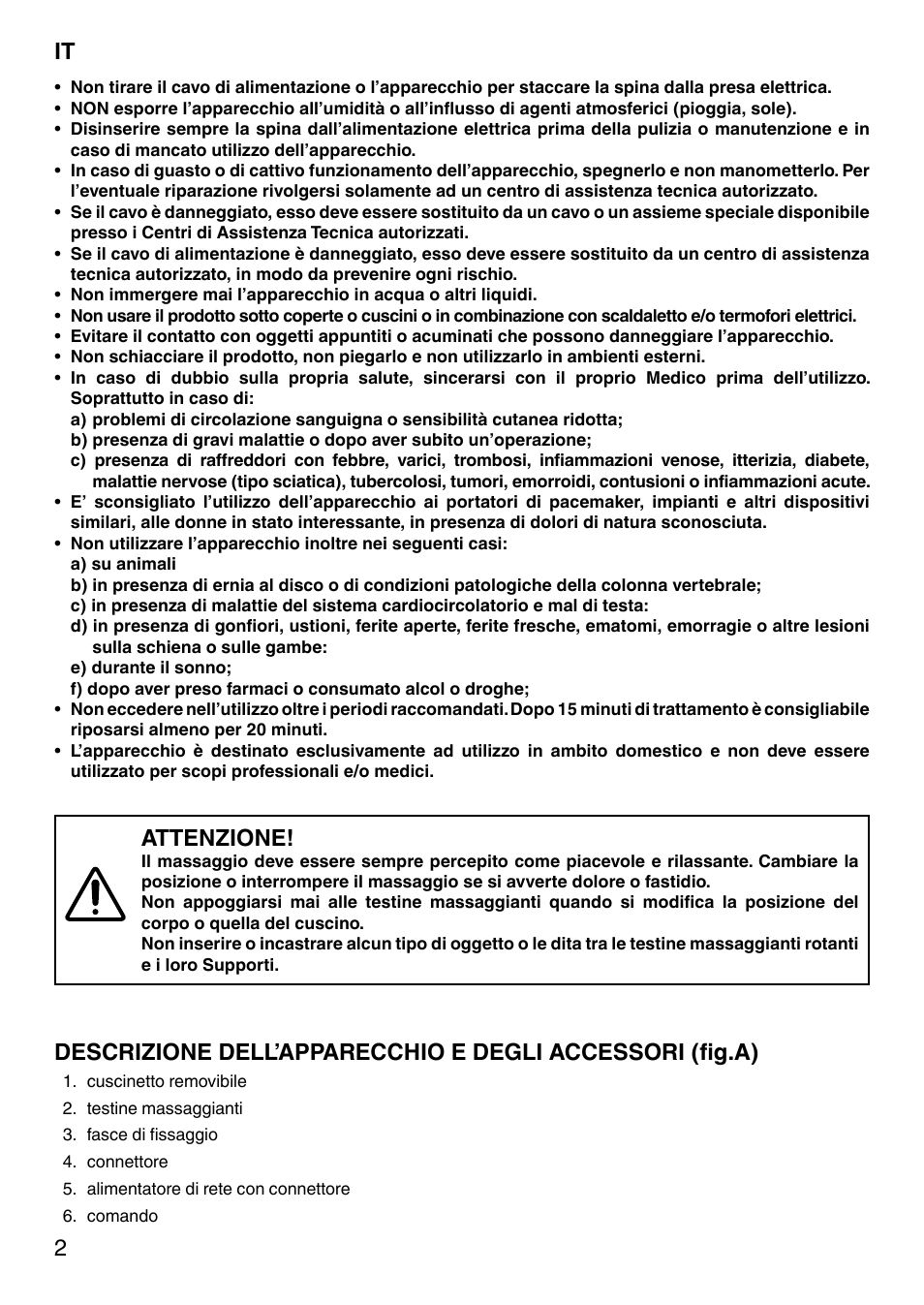Attenzione | Imetec SENSUIJ CM3-200 User Manual | Page 7 / 53